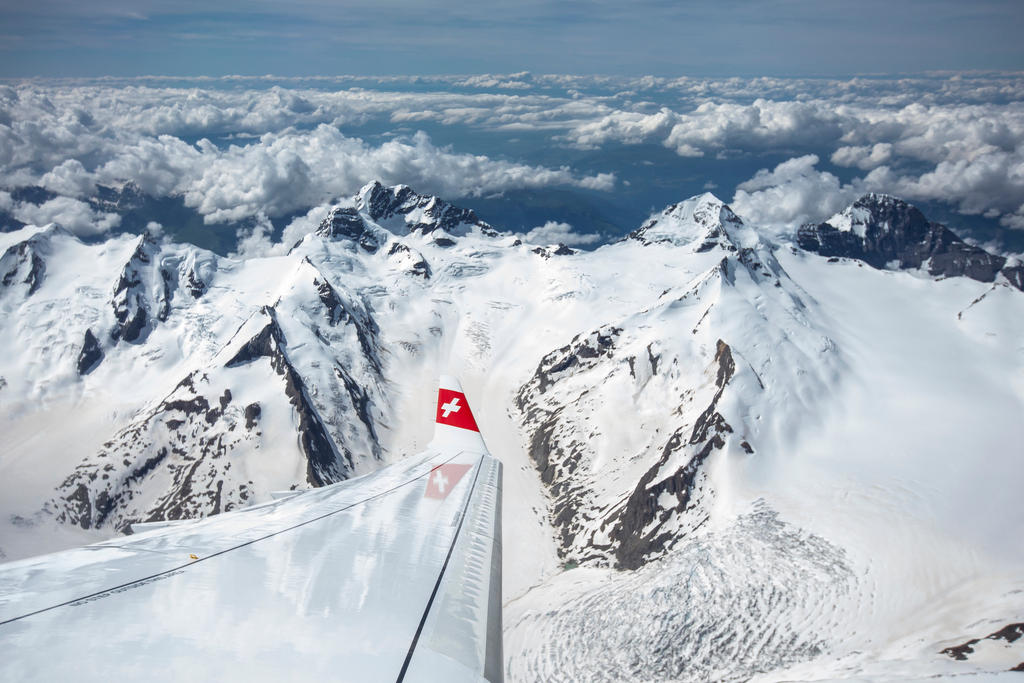 Flugzeug über den Alpen