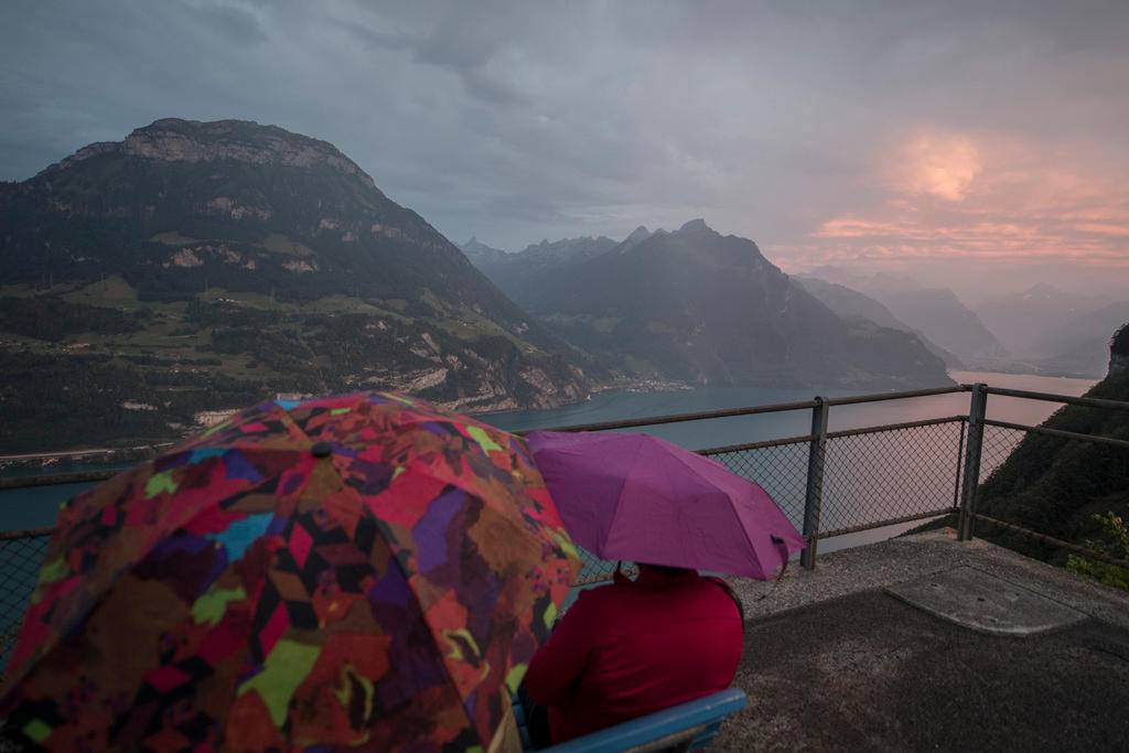 Swiss mountains in the rain