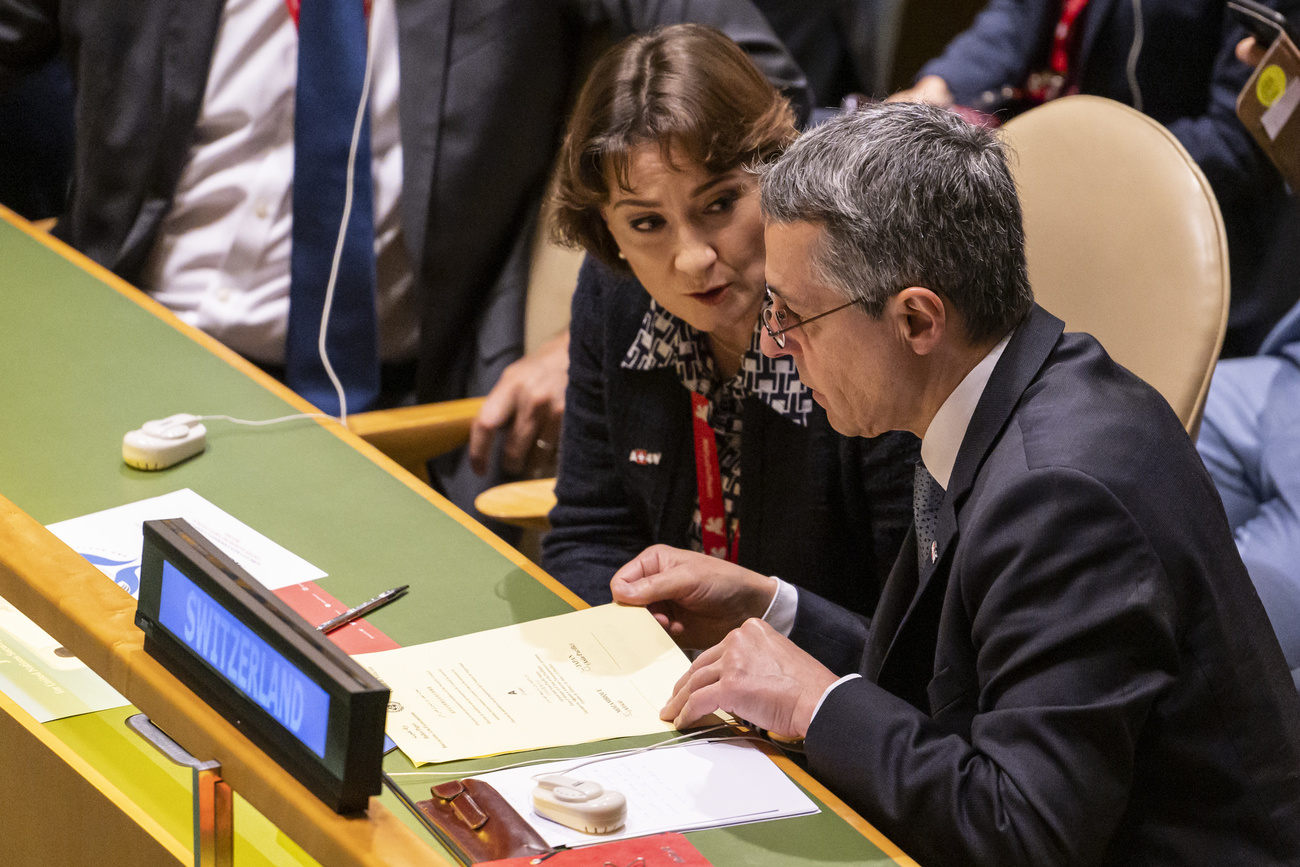Swiss president and UN ambassador at UN