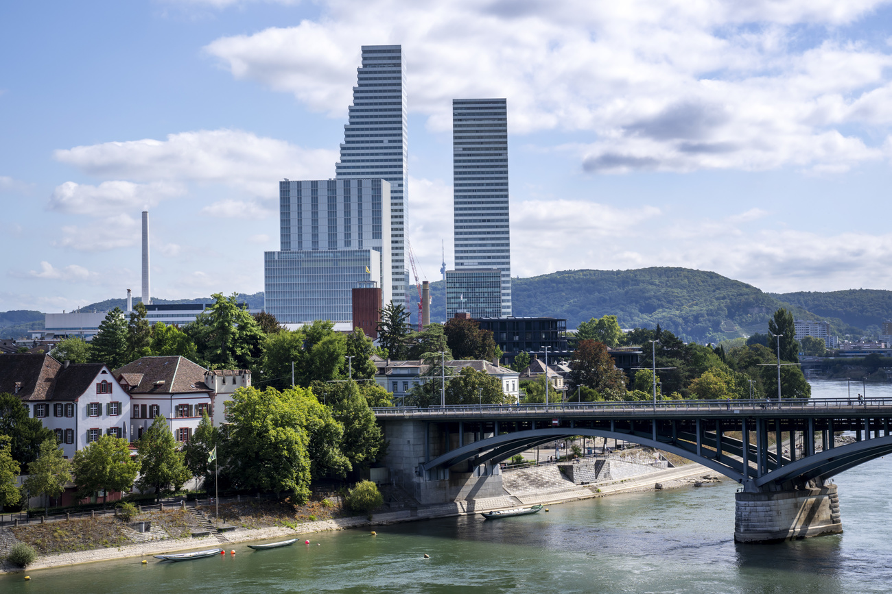 Basel mit den Roche-Türmen im Hintergründen