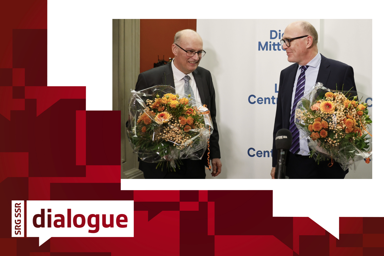 Martin Pfister und Markus Ritter mit Blumen